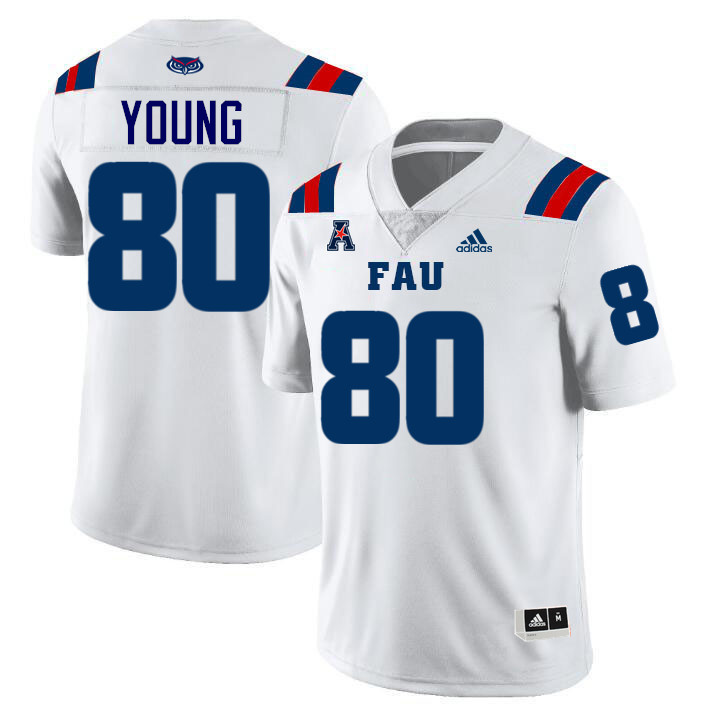 #80 Joseph Young FAU Jersey,Florida Atlantic Owls Football Jersey,Uniforms,Gears-White
